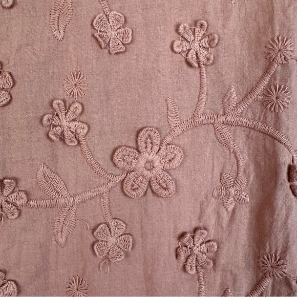 Cottagecore Embroidered Flower Top Tiered Peasant Boho Hippie Women M Dusty Rose - Picture 3 of 10